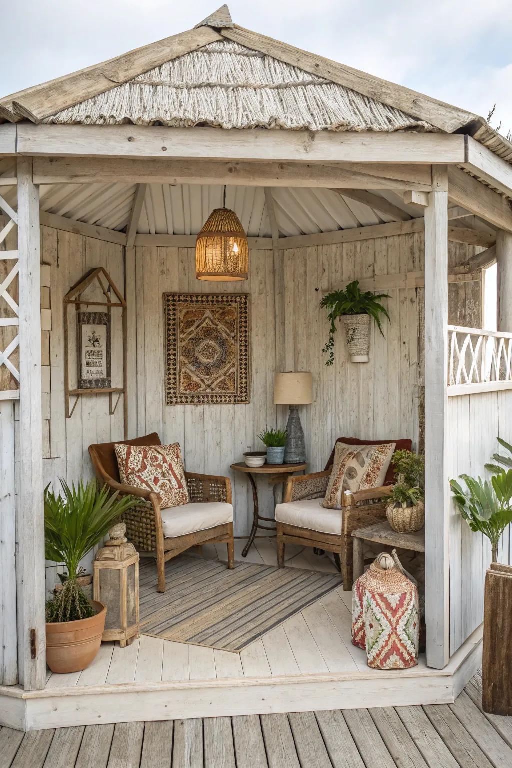 A vintage cabana that’s a nostalgic journey back in time.