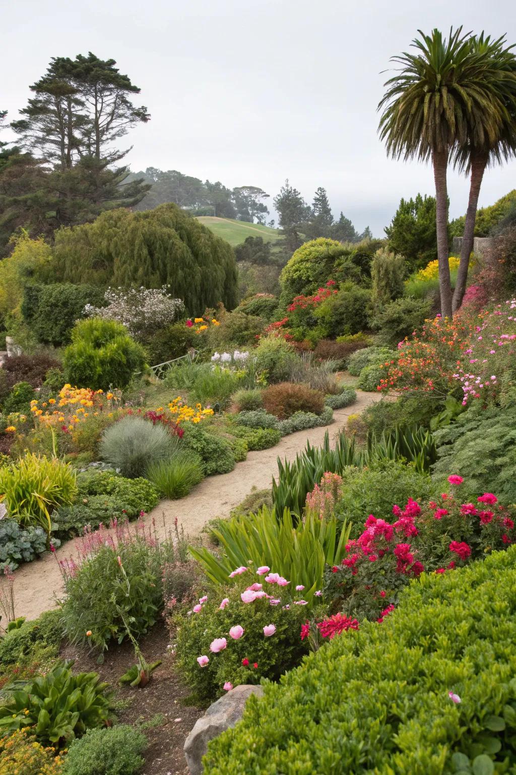 A garden designed for year-round interest with seasonal plants.