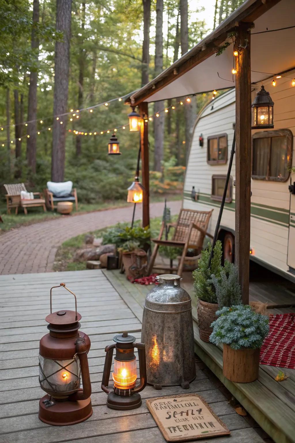 Add charm with vintage camping decor.