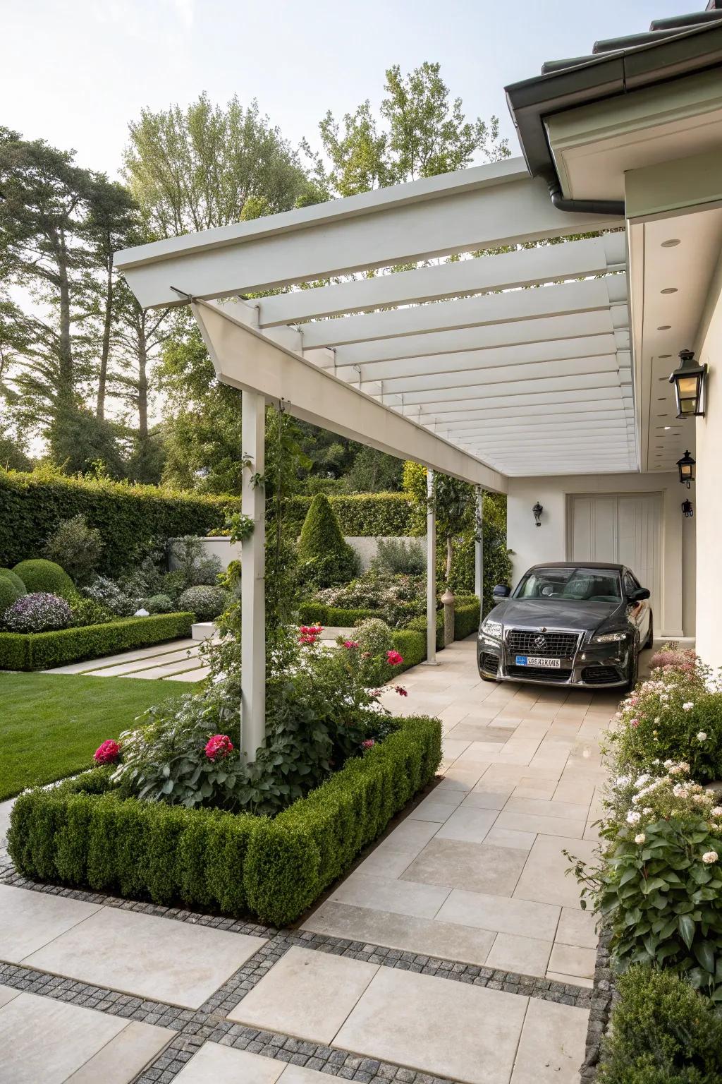 Pergolas add a touch of elegance to carports.