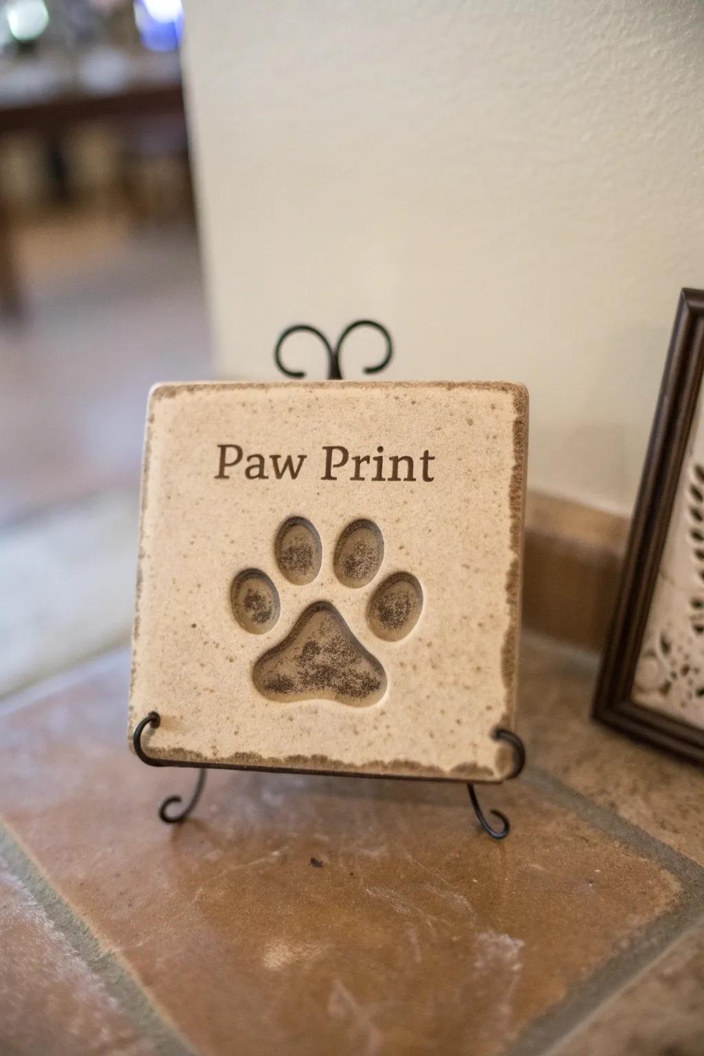 A ceramic paw print that holds a special place in the heart.