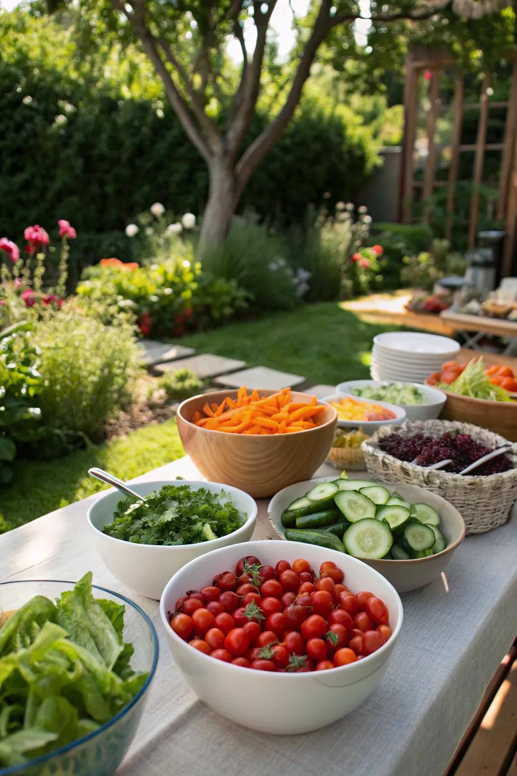 A garden-fresh salad bar offers healthy variety.