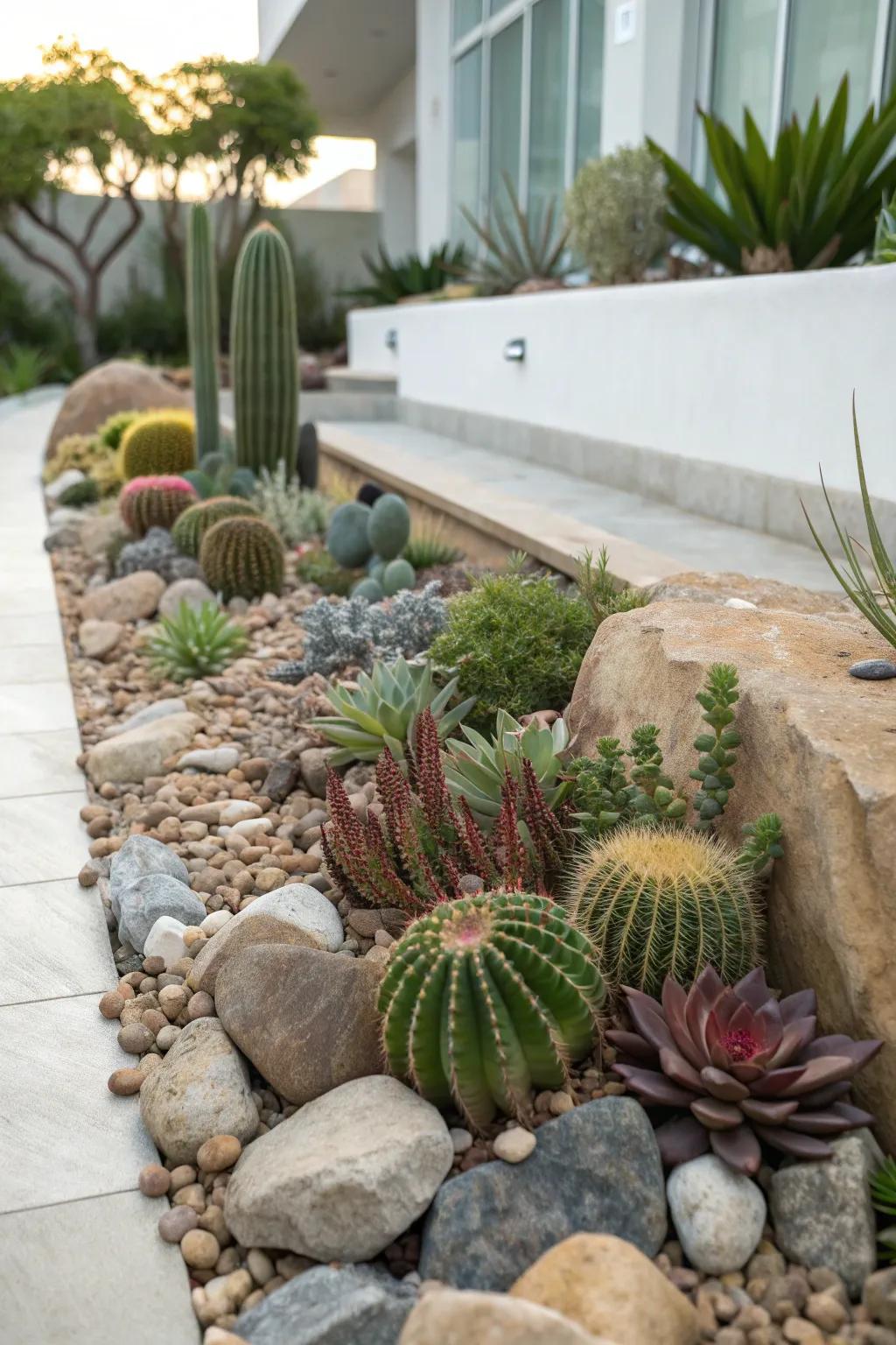 Rock gardens provide beauty with minimal upkeep.