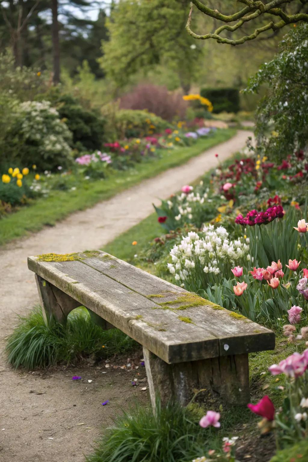 Craft a classic look with a wooden bench.