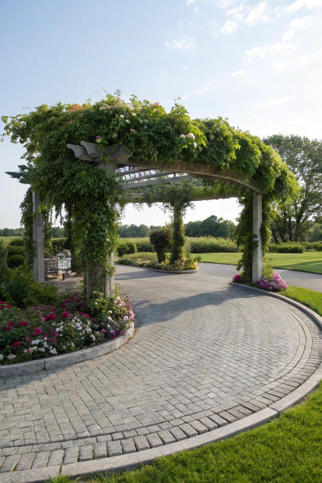 A pergola adds charm and invites guests into your driveway.