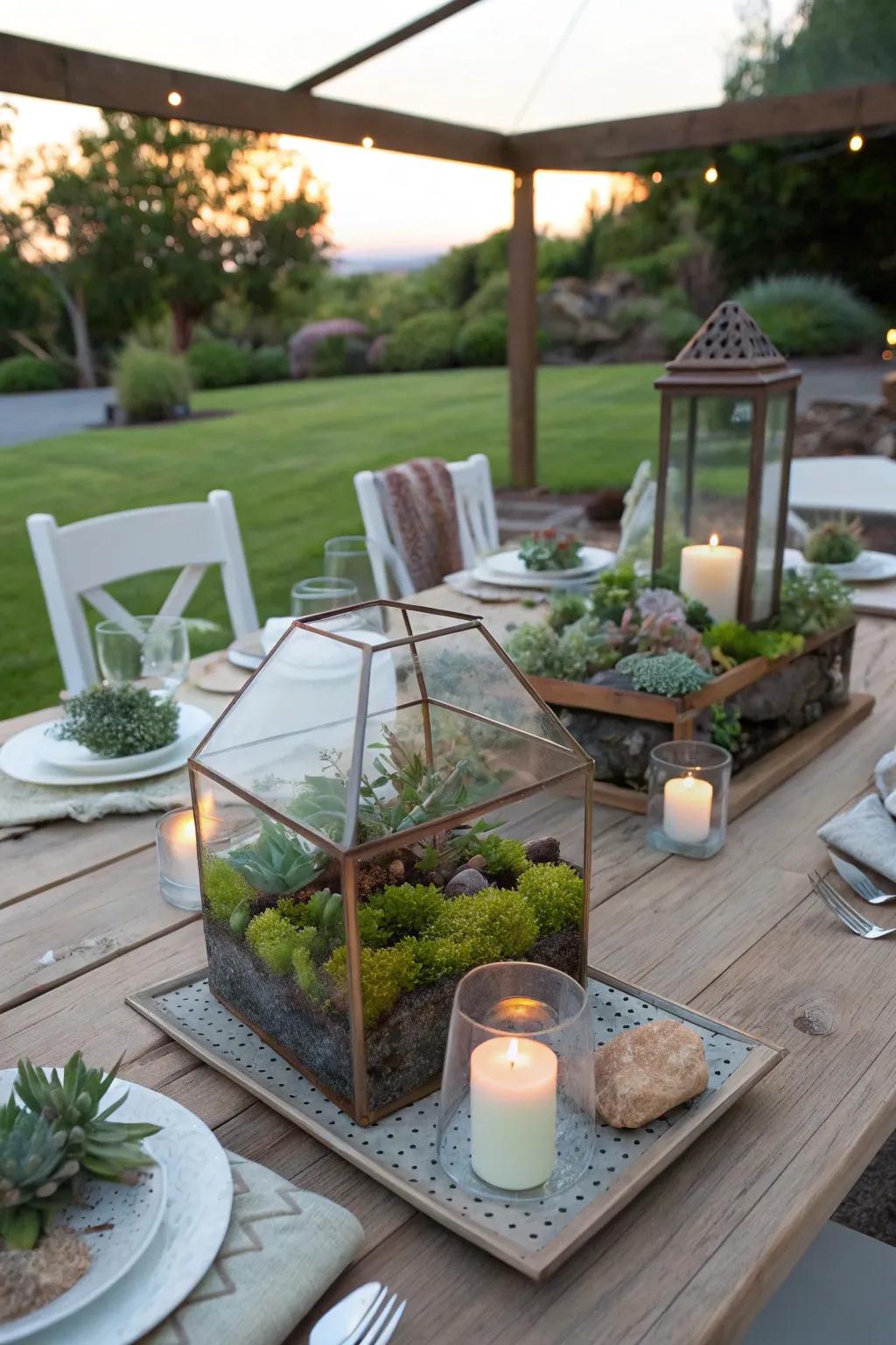 Add a natural touch with DIY terrarium centerpieces.