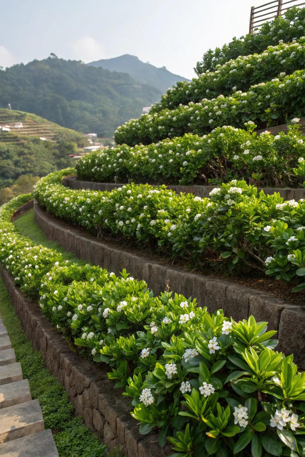 Terraced Clusia layers add depth and dimension to gardens.