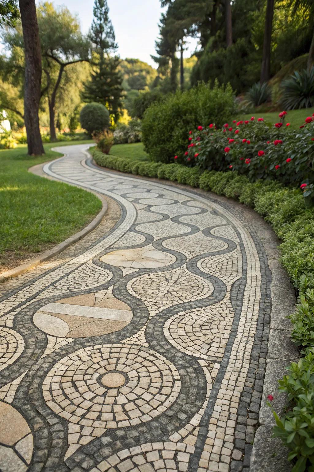 A unique cobblestone mosaic pattern.