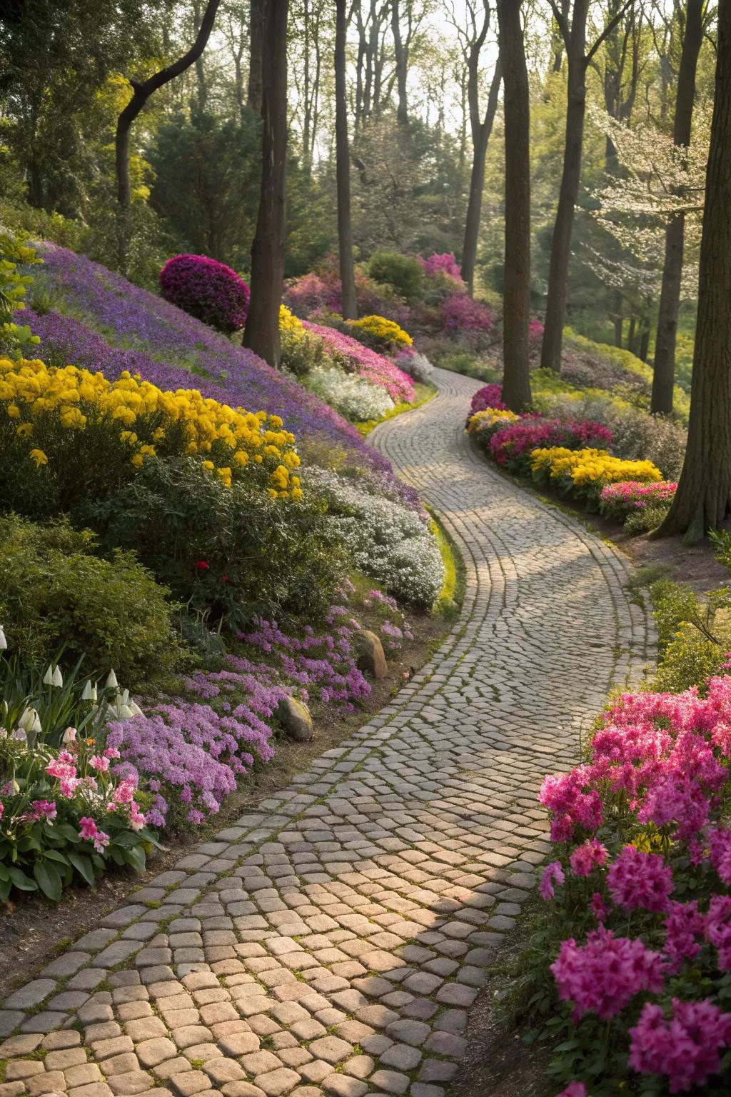 Let your imagination wander with whimsical cobblestone pathways.