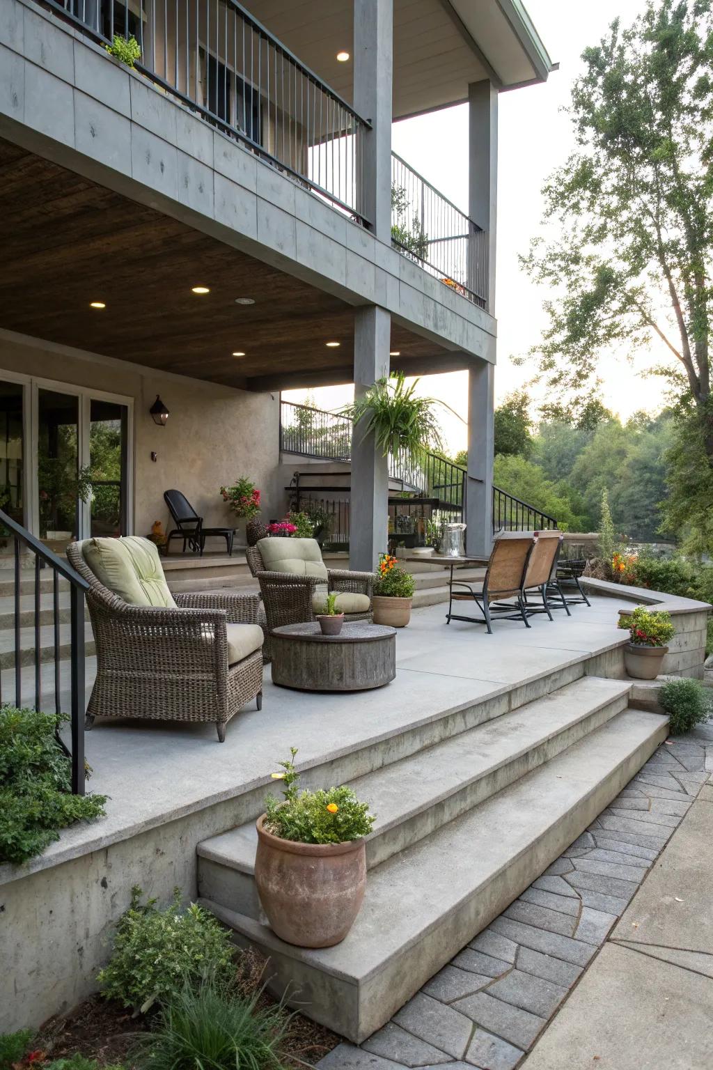 A multi-level design adding dimension and flair.