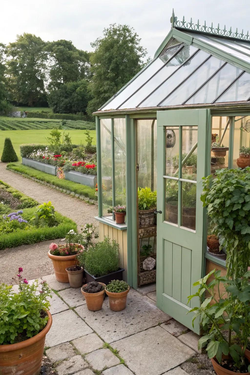 Cultivate year-round growth with a corner greenhouse.