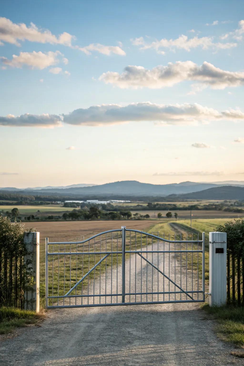 A minimalist metal gate adding modern elegance.