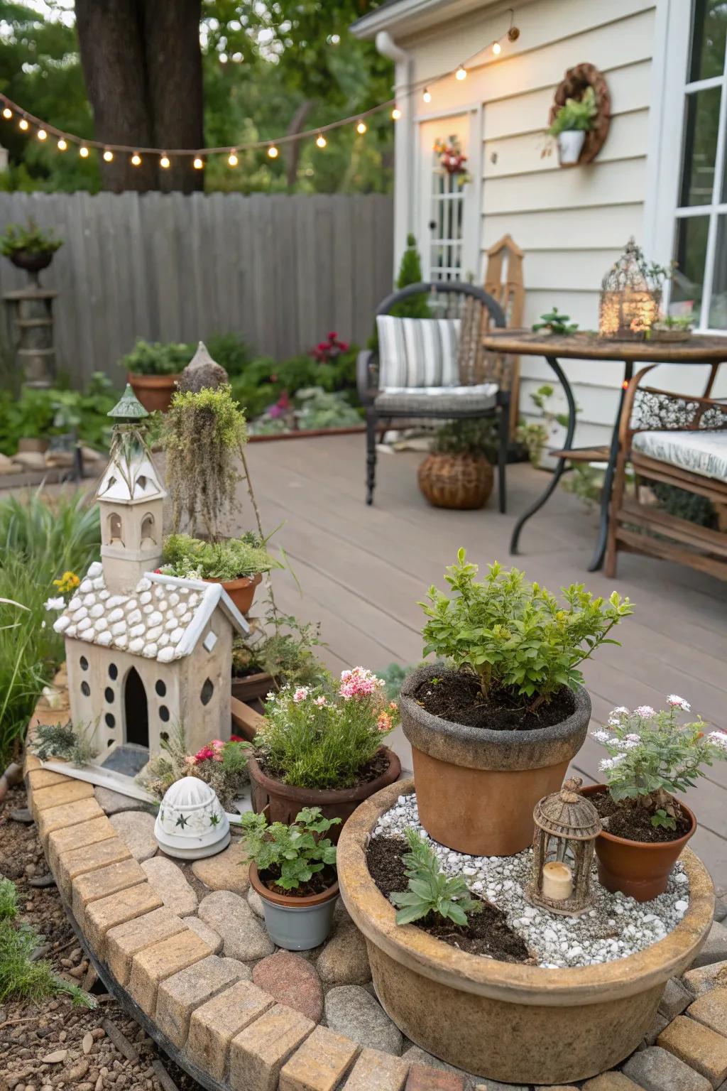 A whimsical fairy garden adding magic and charm.