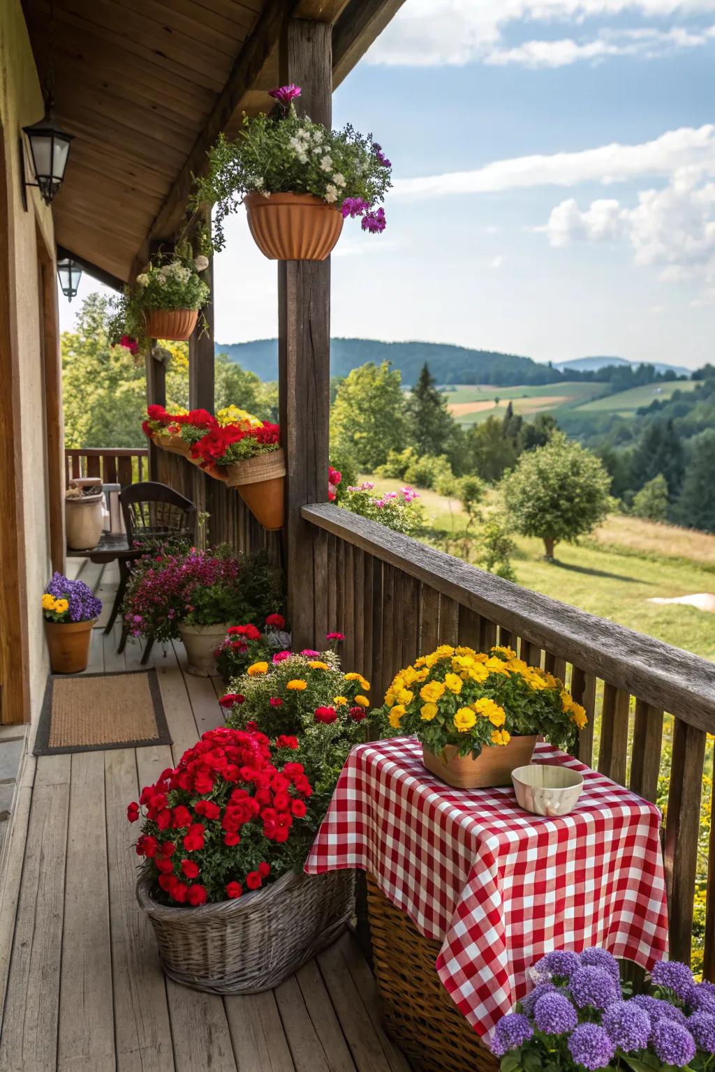 Colorful flowers create a joyful atmosphere.