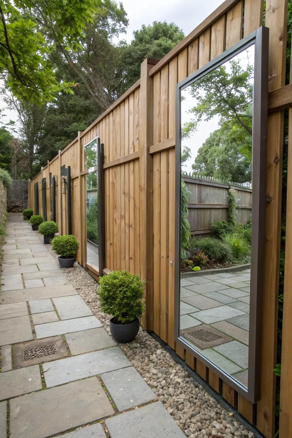 Mirrors can make small courtyards feel larger and brighter.