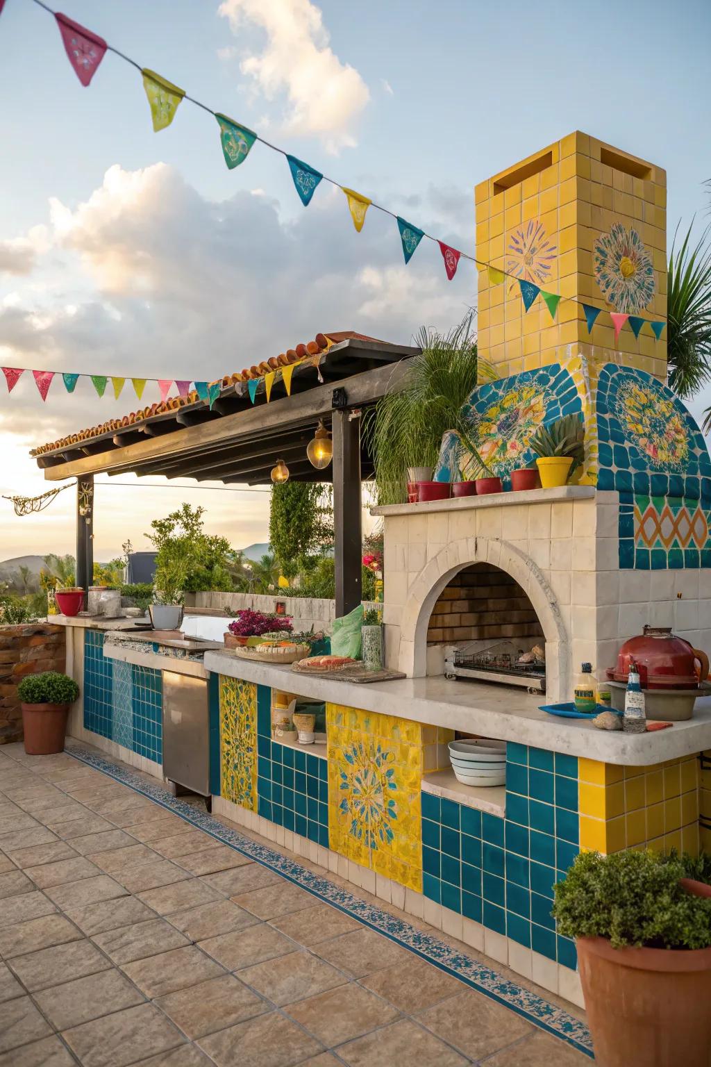 Brighten your space with bold, colorful tiles.