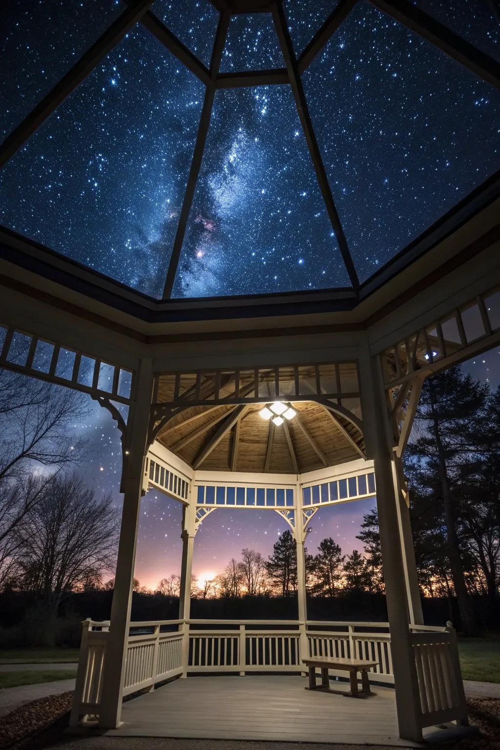Stargaze from your pavilion with a beautiful skylight.