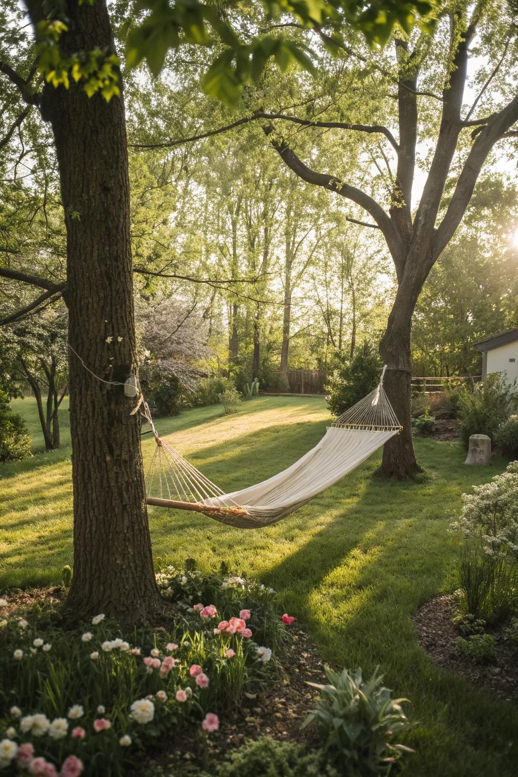 Relax and unwind in a hammock haven.