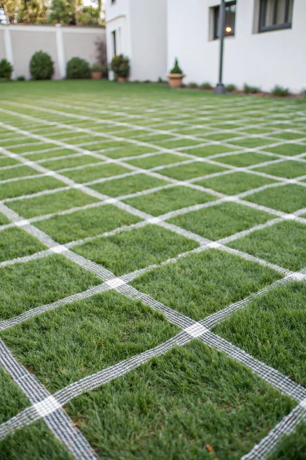 Plaid patterns infuse your lawn with rustic charm and warmth.