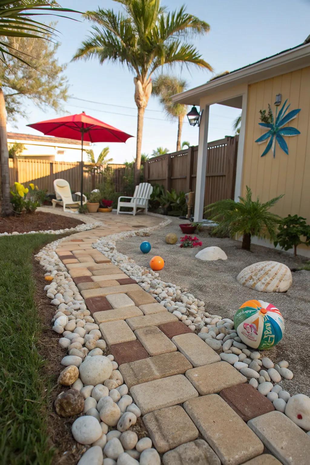 Create a coastal retreat with serene shellstone pavers.