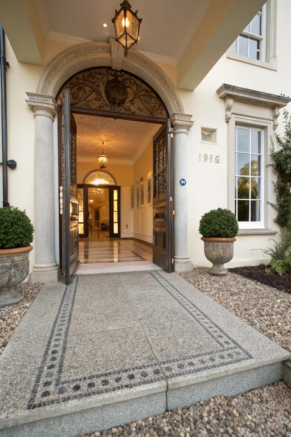Crushed granite entranceways make a stylish first impression.