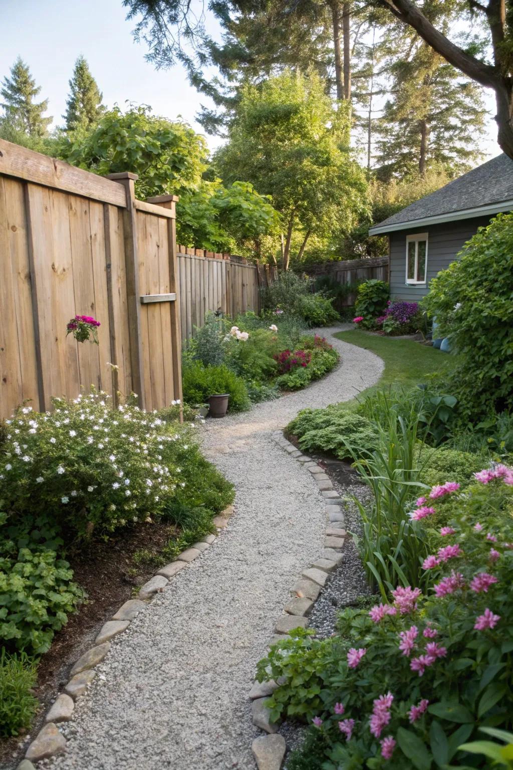 Bring rustic charm to your garden with a crushed stone path.