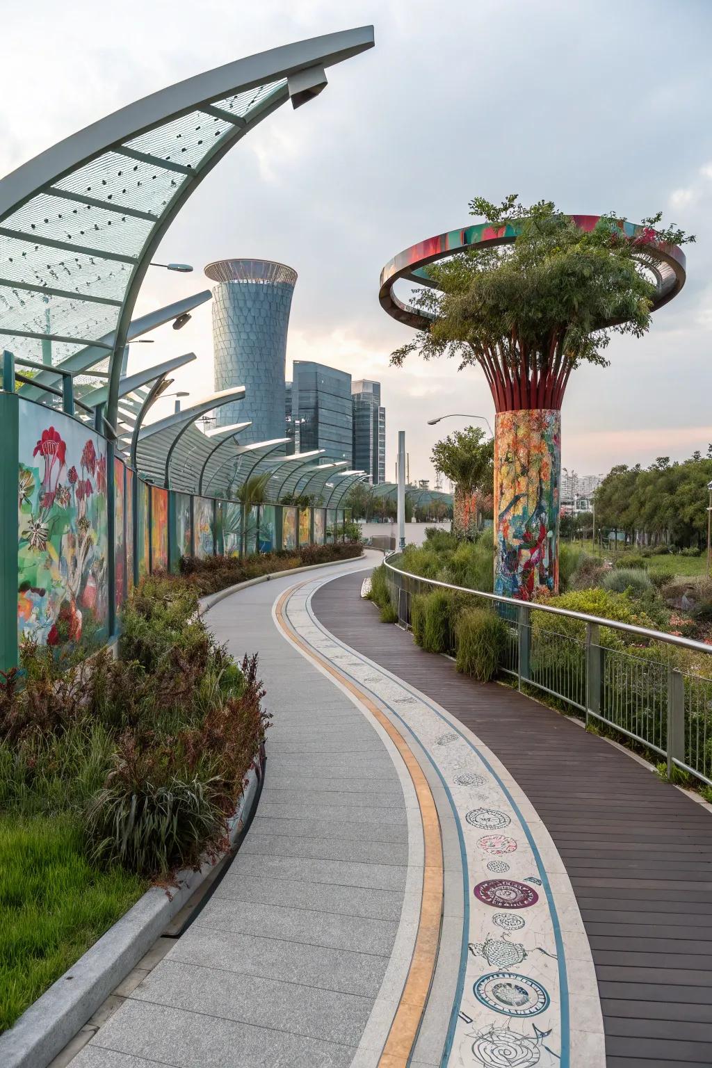Art meets utility in a creative pathway.