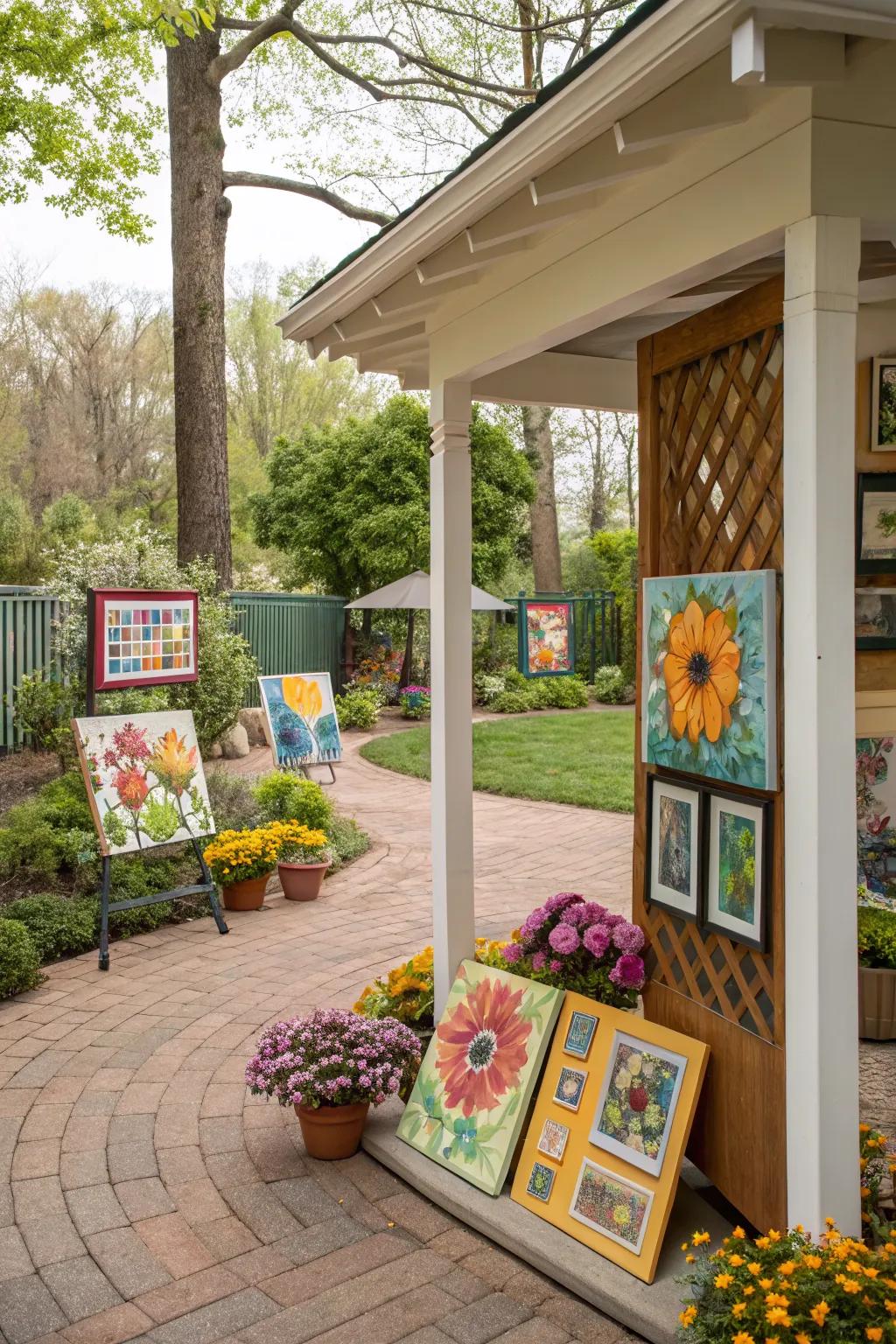 Outdoor art adds personality and creativity to a small patio