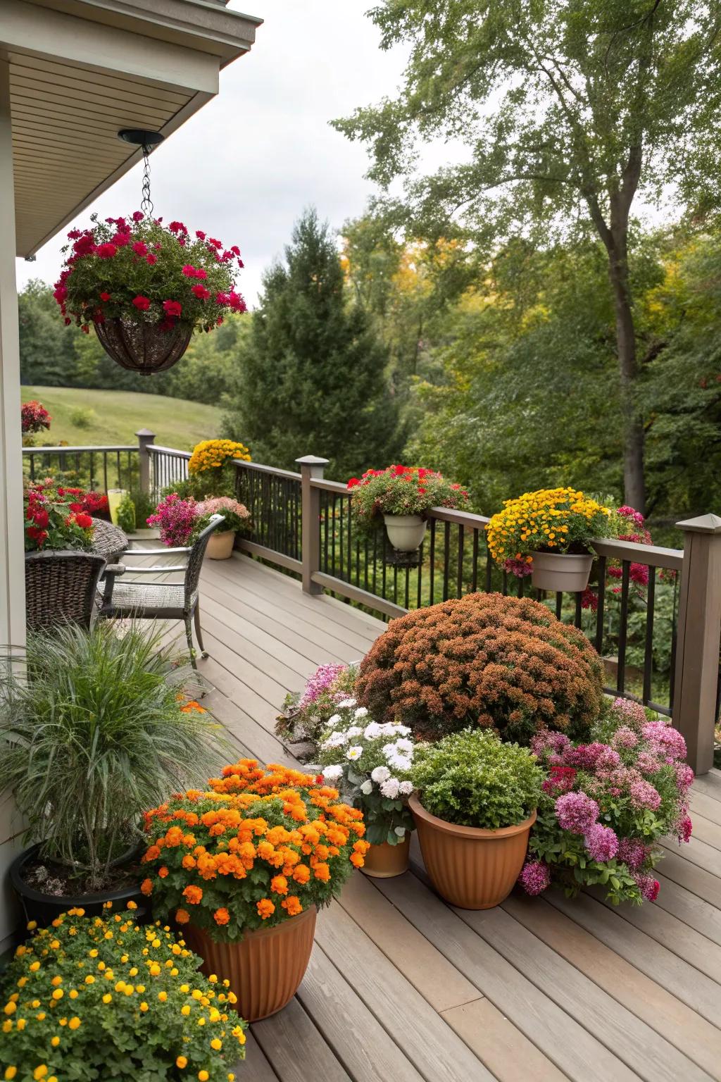 Keep your deck vibrant with seasonal flowers.