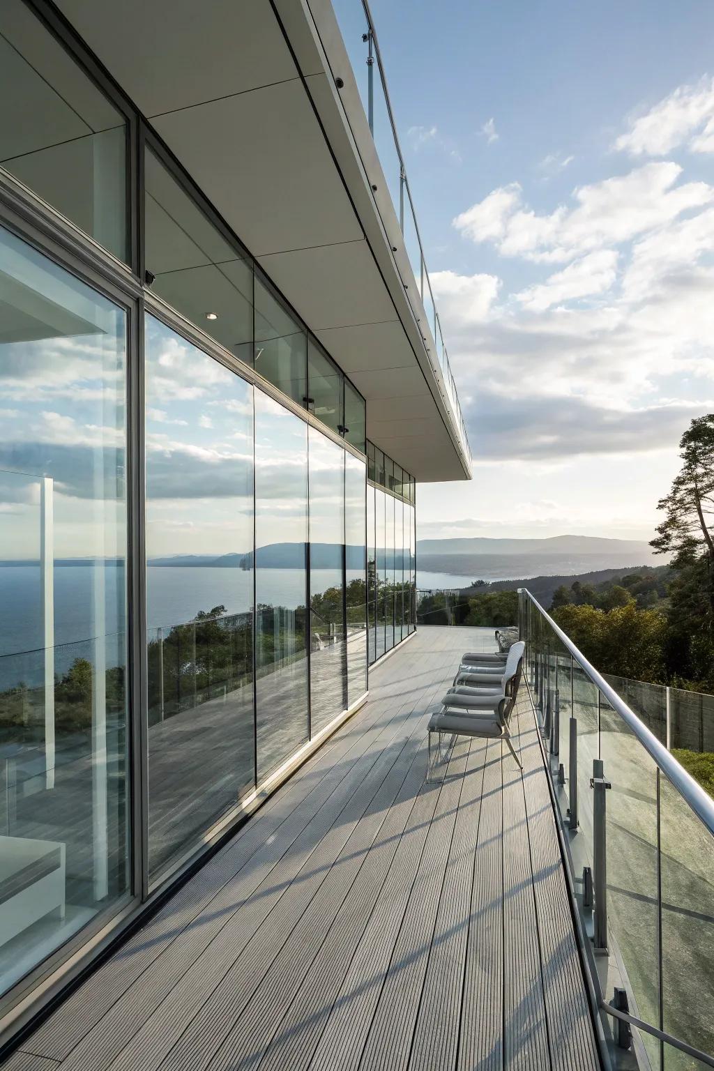 Glass panels provide a sleek, modern look for your deck.