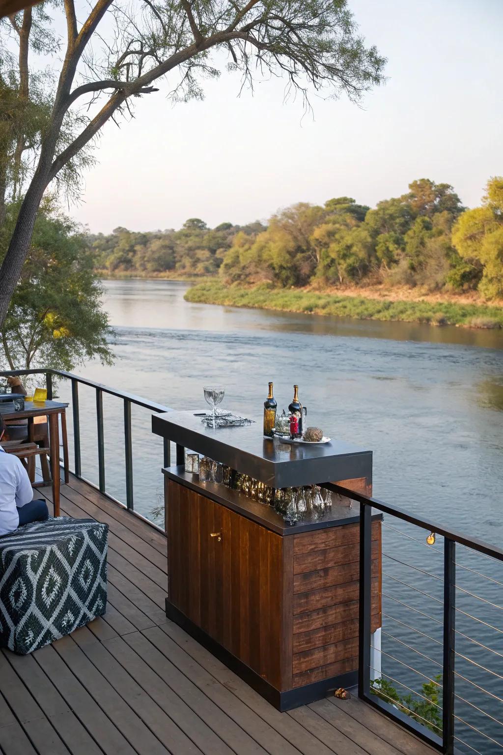 A dock bar setup perfect for entertaining by the water.