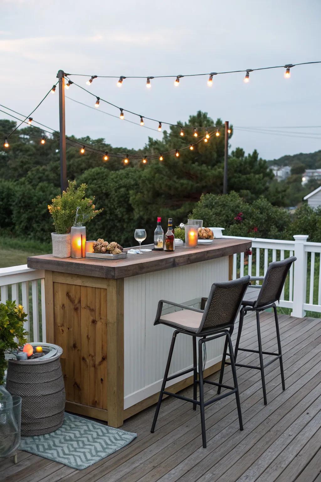 A mini bar keeps the party flowing on your deck.