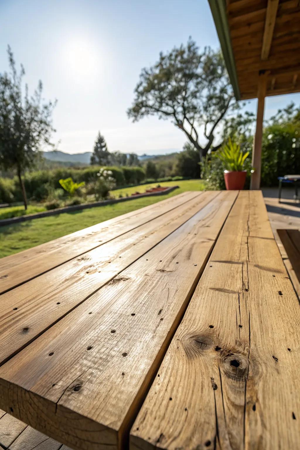 Add rustic charm with a reclaimed wood table.