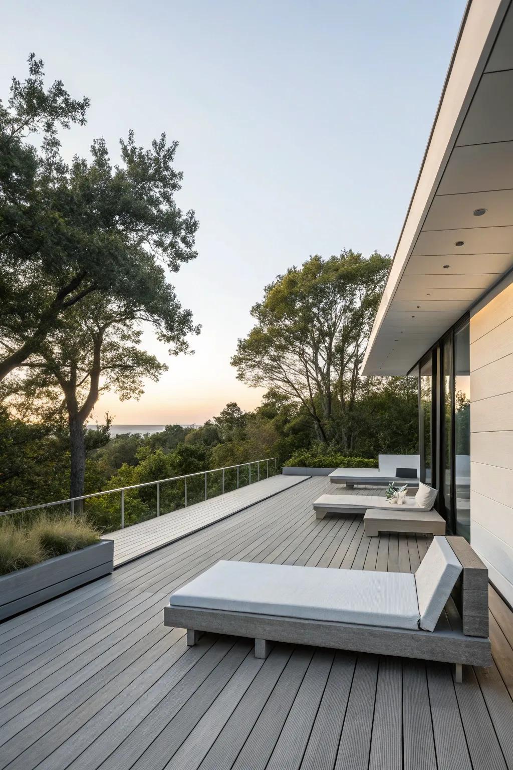 Floating benches add a contemporary flair to your deck.