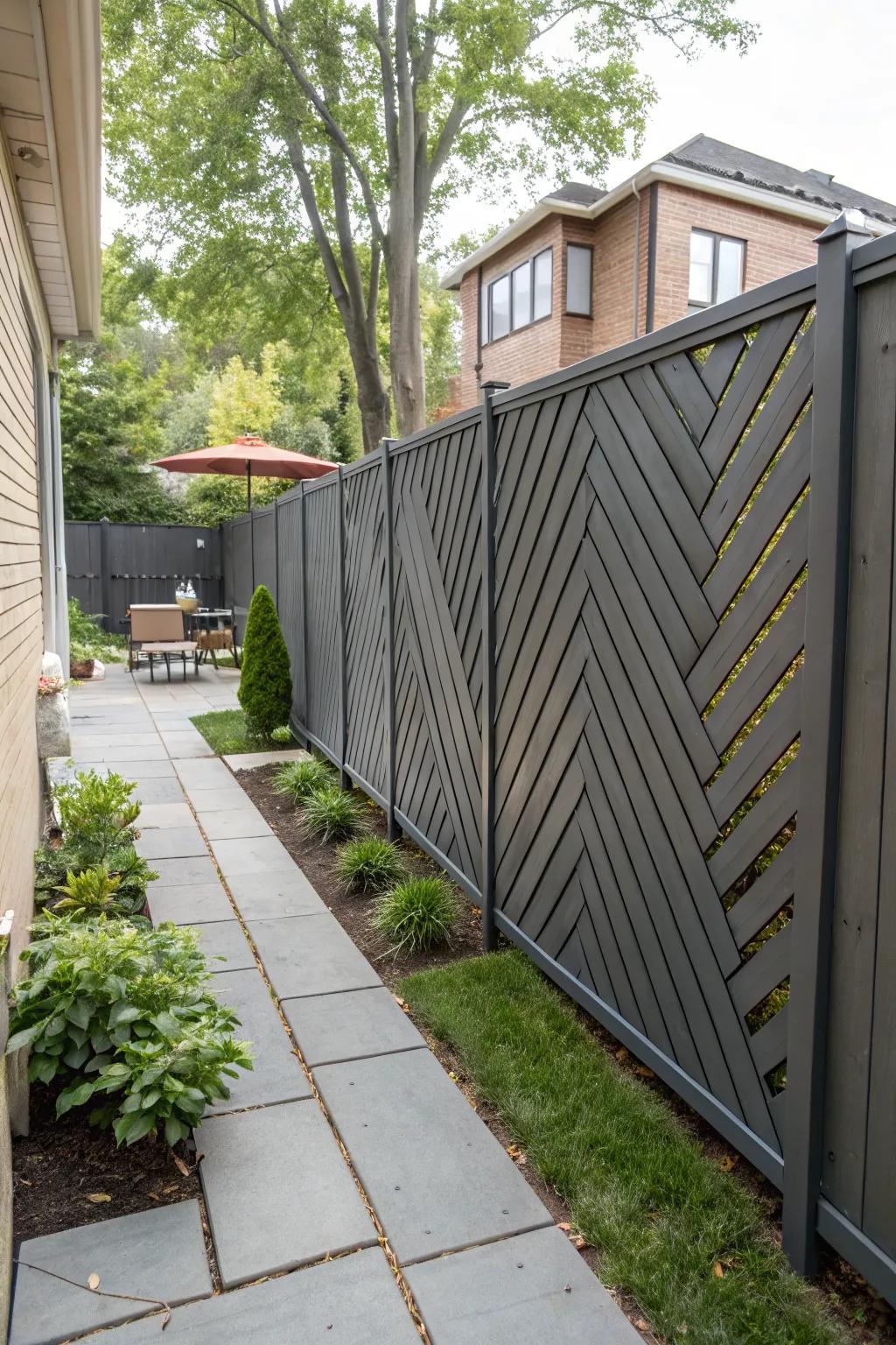 Angled slats provide privacy while enhancing acoustic comfort.
