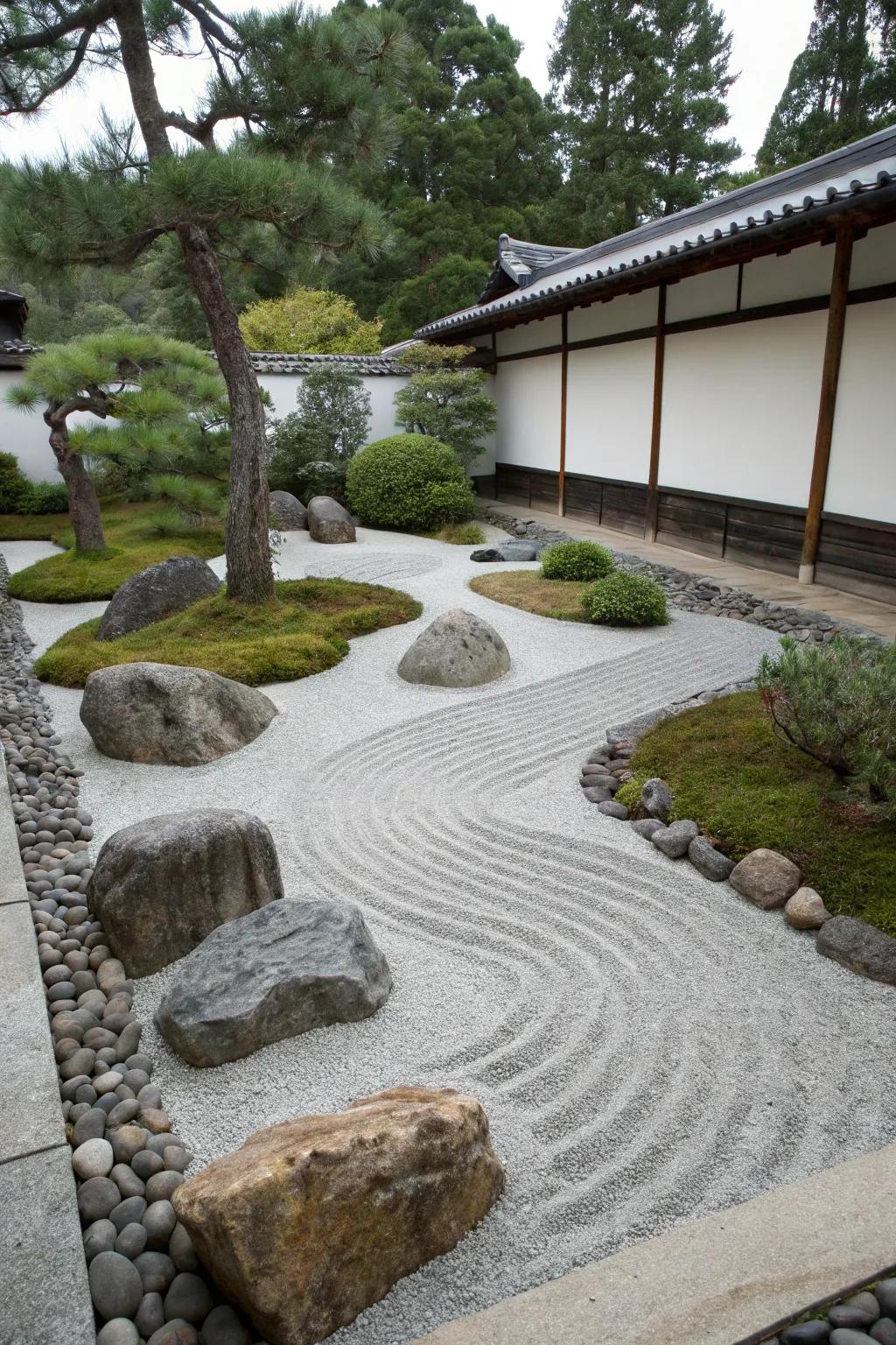 Find tranquility with a serene Zen rock garden.