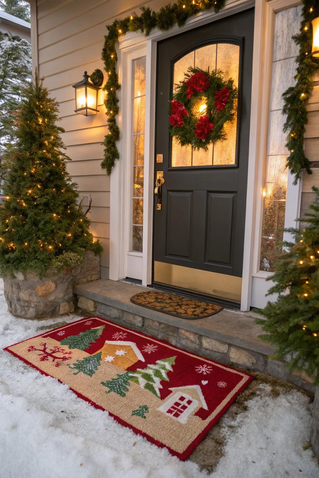 Welcome guests with a festive door mat.