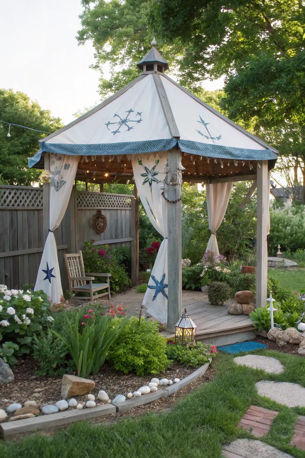 Capture the essence of the sea with a fabric sail roof.