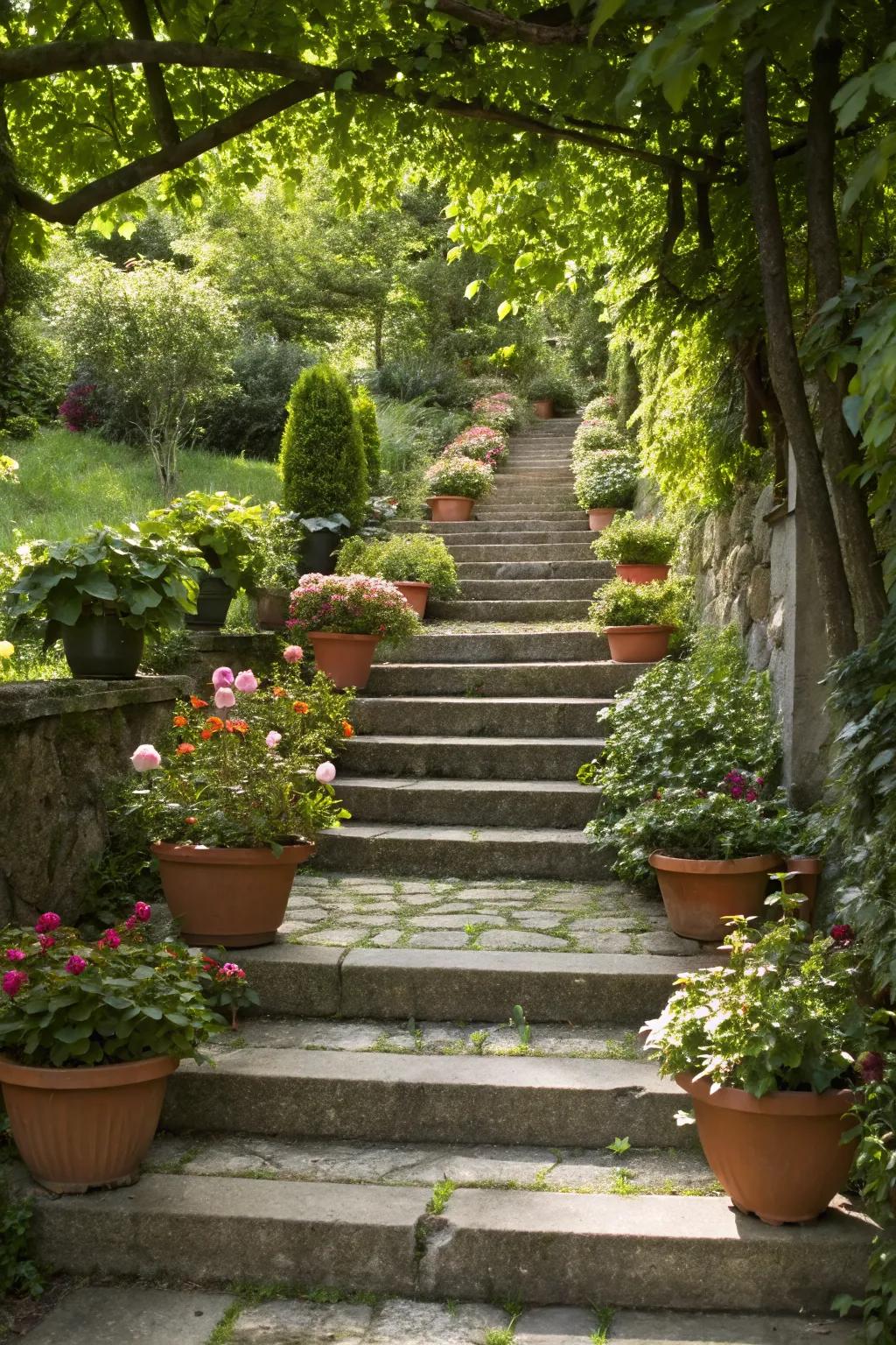 Layer your plants with a staircase display for added depth.