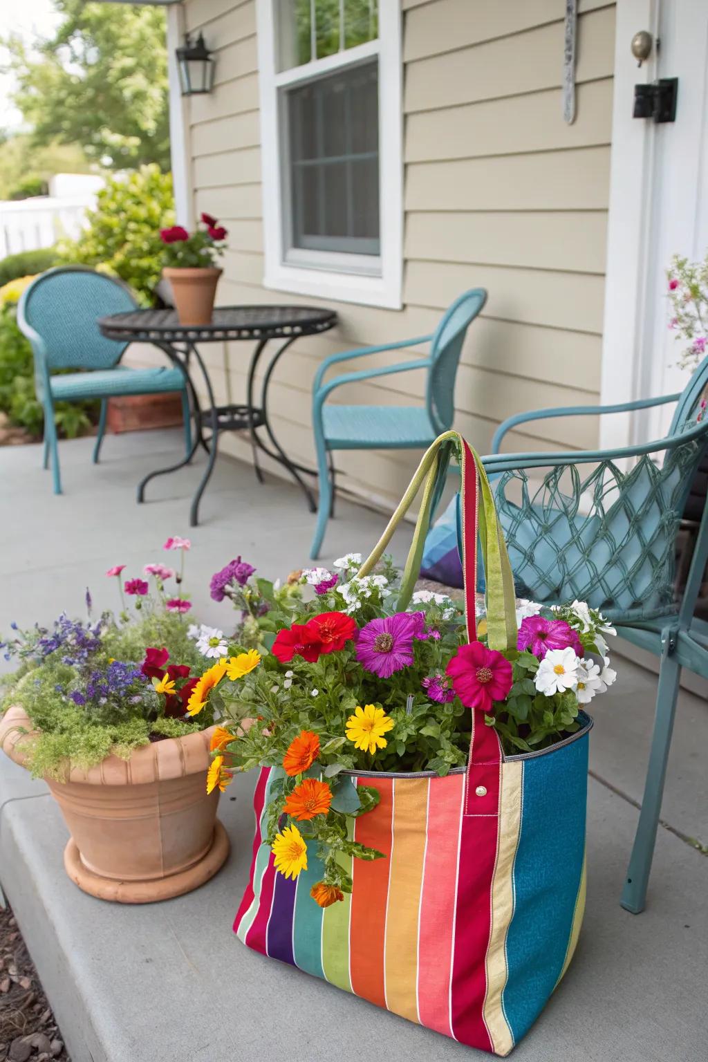 Handbag planters add personality and charm to any outdoor space.