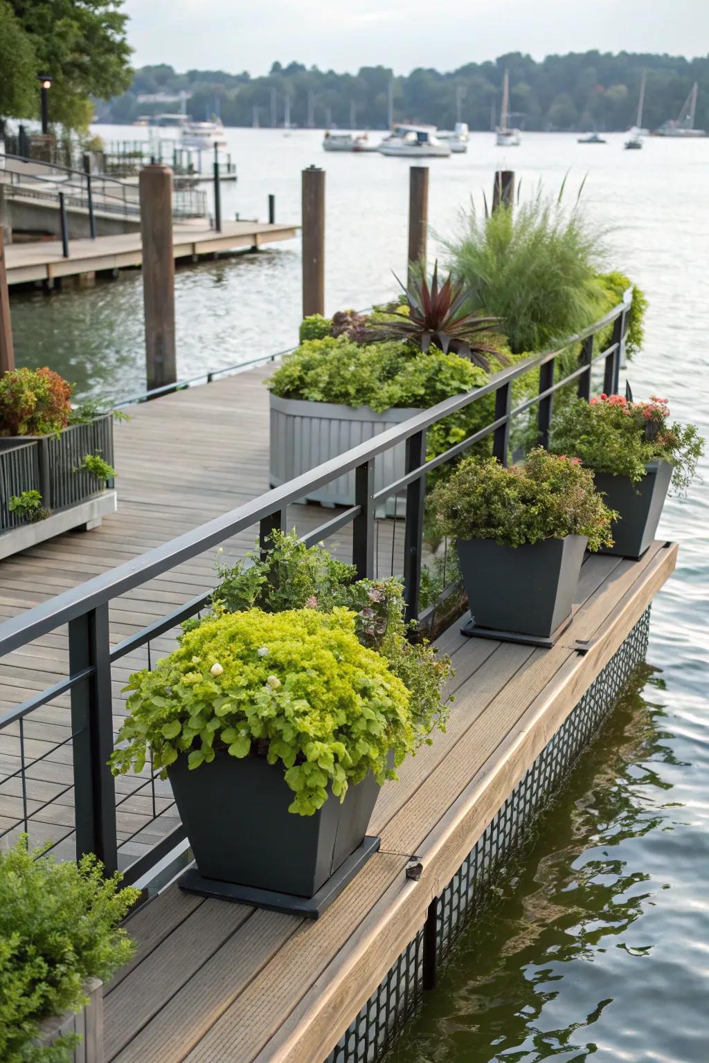 Bring nature to your dock with lush planters.