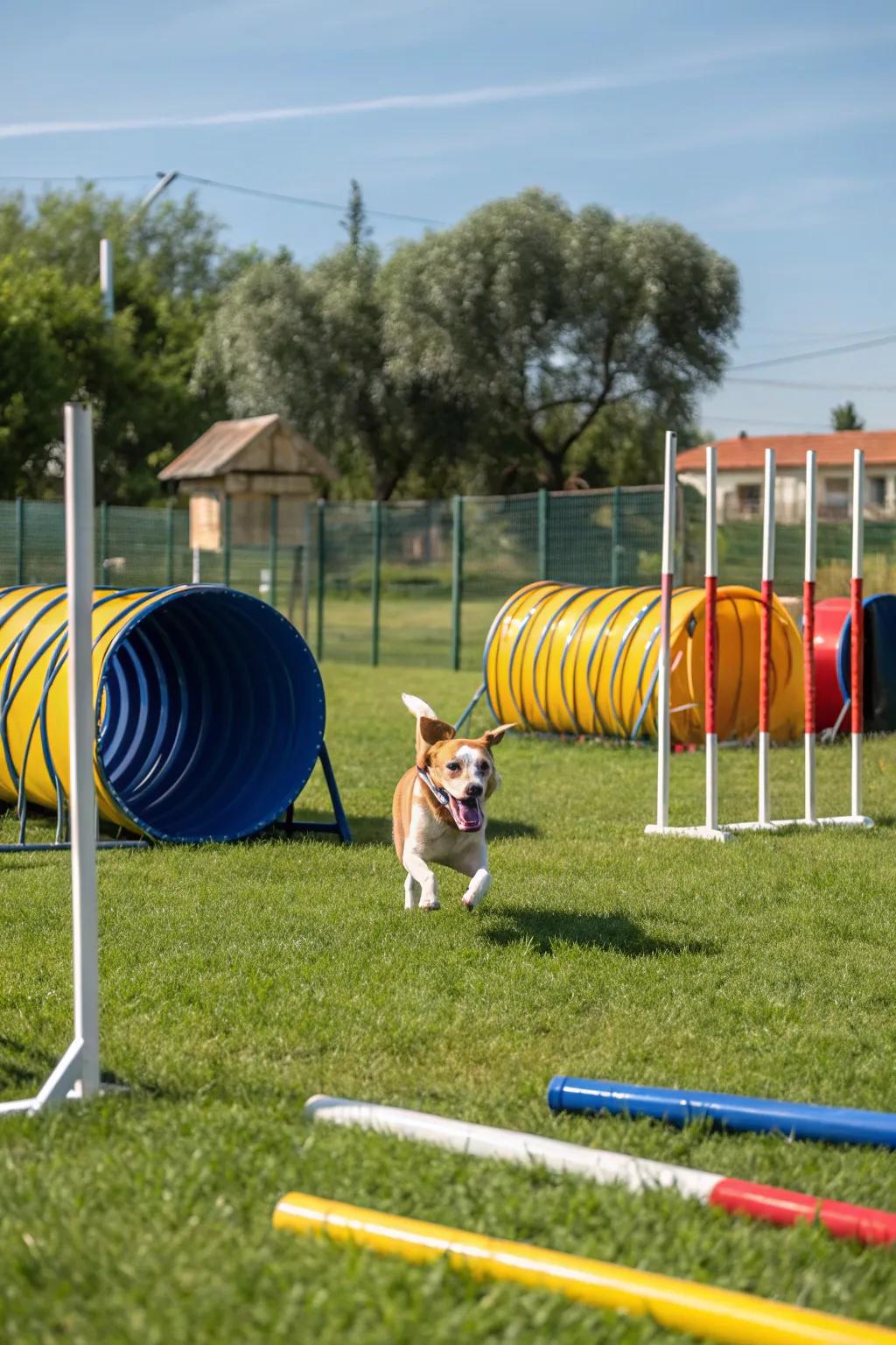 An agility course provides excitement and exercise for your energetic pup.