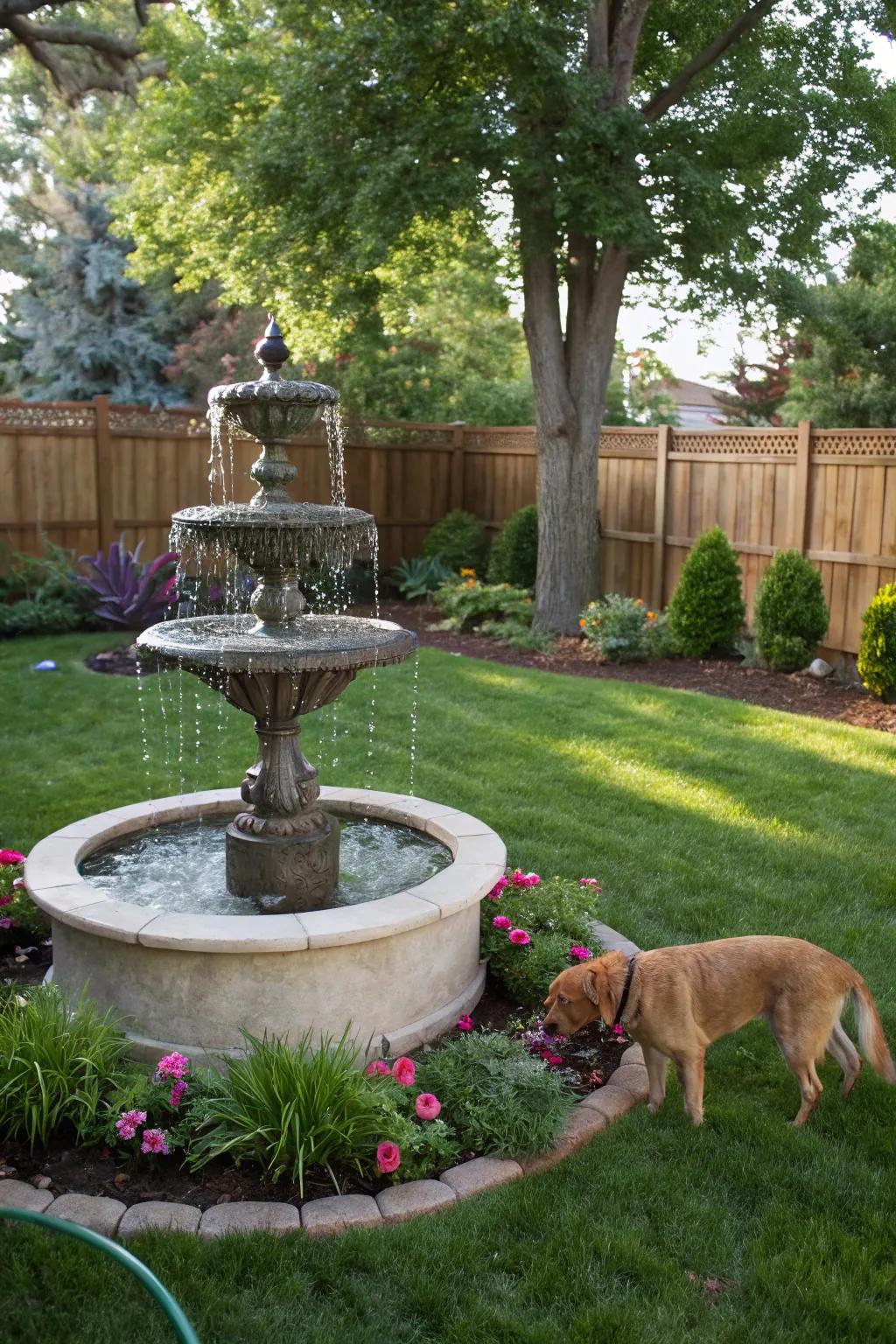 Fresh hydration with a playful pet fountain.
