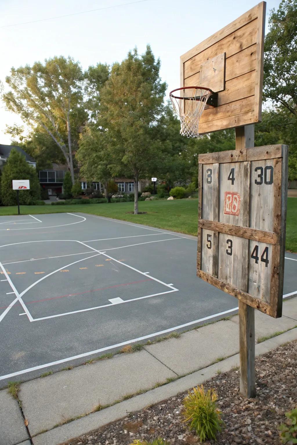 A DIY scoreboard enhances the competitive spirit.