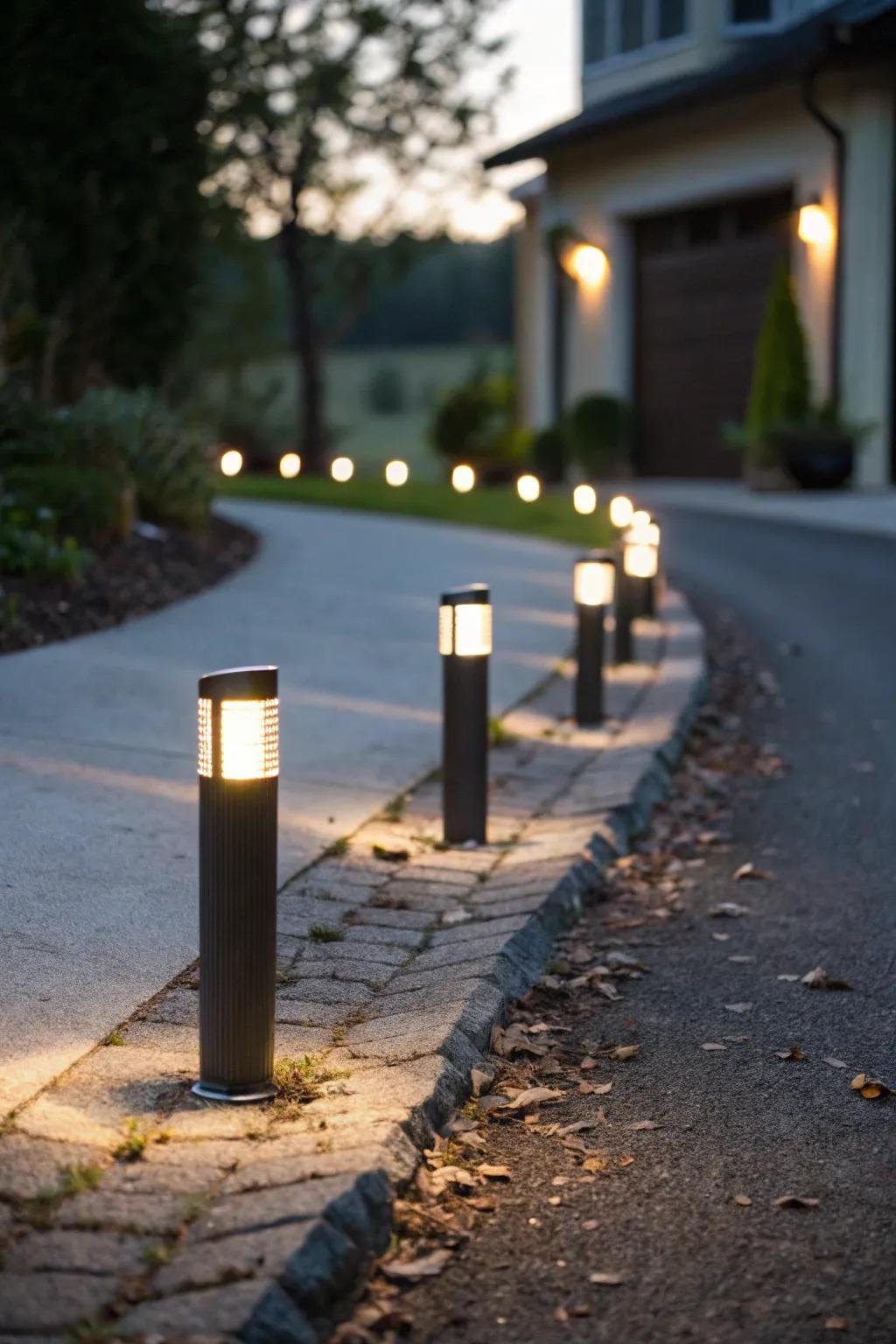 Focused bollards illuminate without glare.