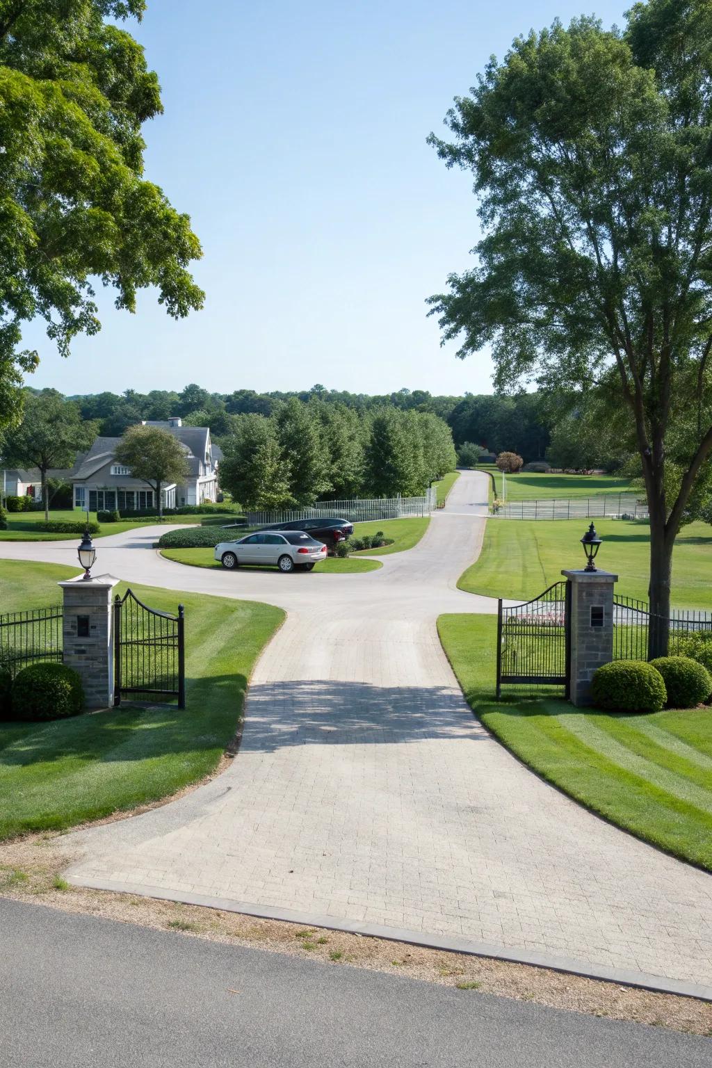 A driveway with a practical Y-shaped design.