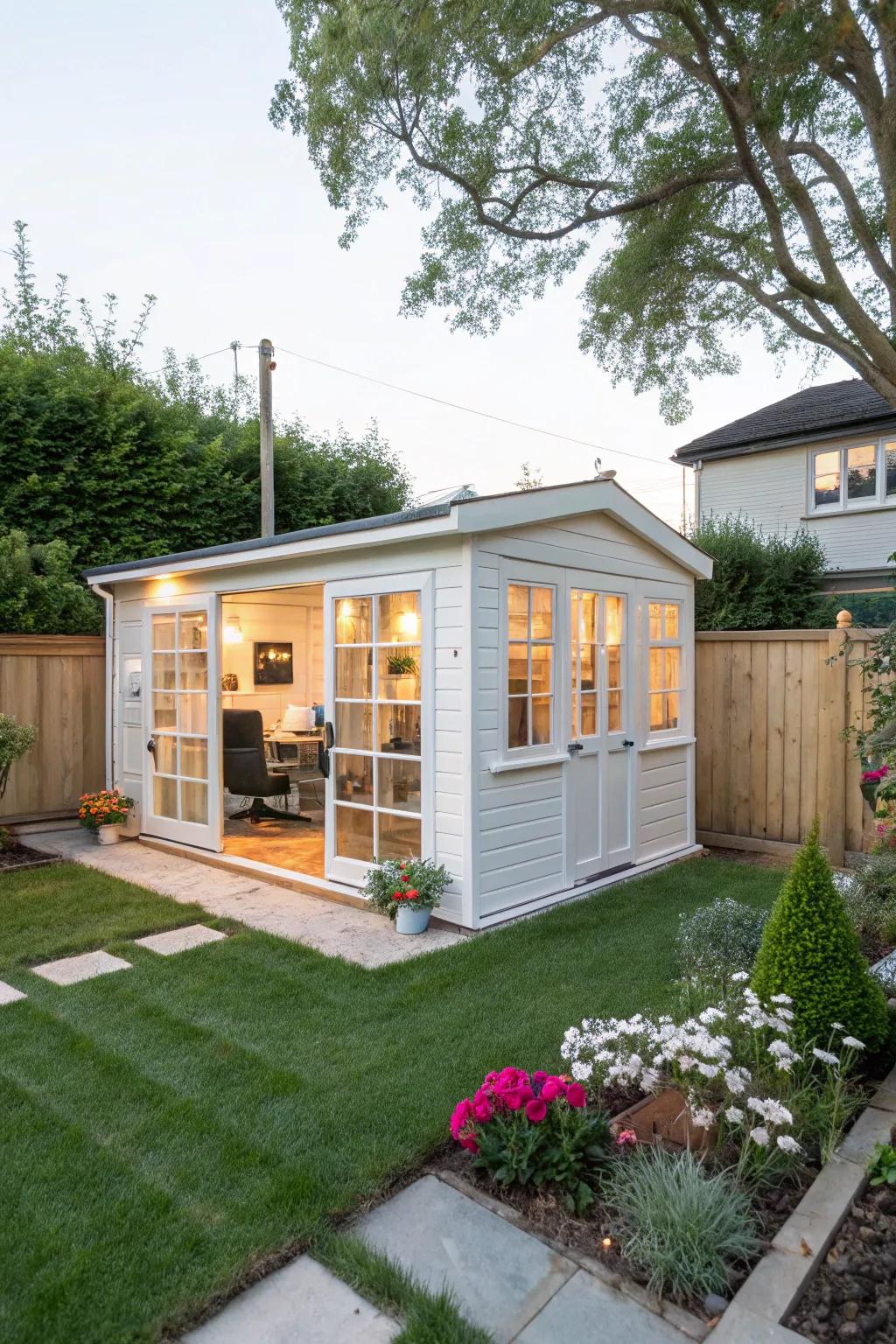 A transformed backyard shed, adding function and style.