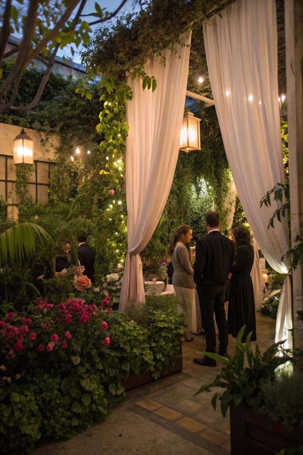 Secret garden nooks offer a whimsical hideaway.
