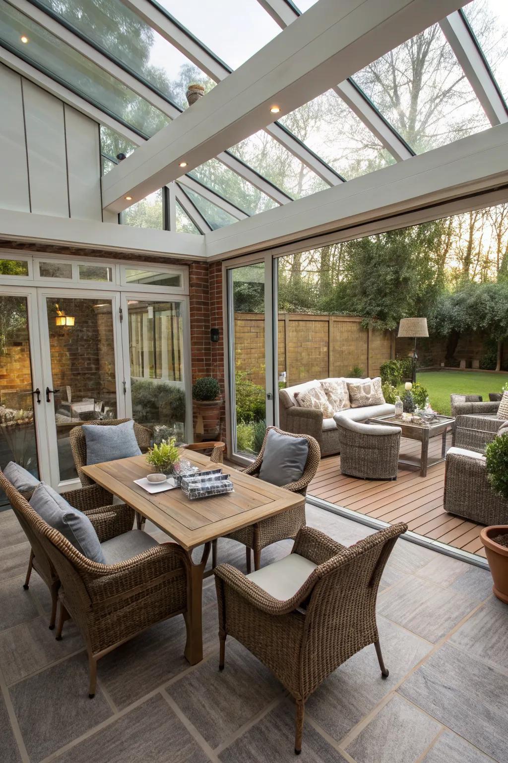 Enjoy versatility with a multi-use flex space on your patio.