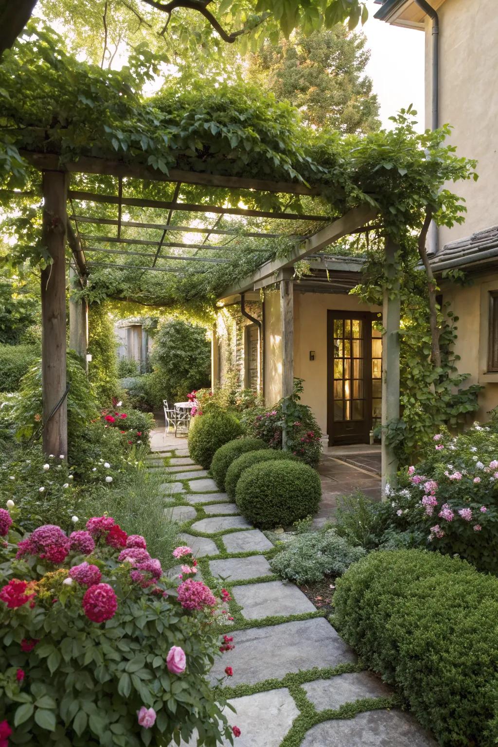 Pergolas offer shade and an elegant garden structure.